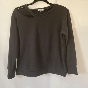 LNA distressed one shoulder black top size medium